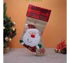 Deluxe Plush Tartan Santa Christmas Stocking 40cm X 25cm