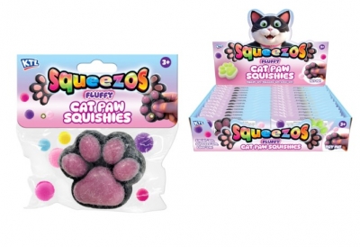 Squeezos Fluffy Cats Paw With Bobbles Squish Squeeze Toy