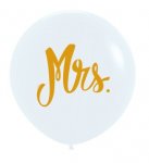 24" Mrs Fashion Colour White Latex Balloons 60cm 3PC