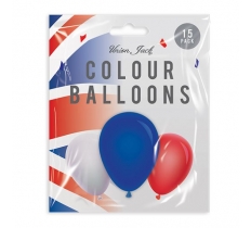 Union Jack Solid Colour Balloons 15 Pack