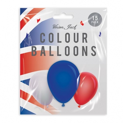 Union Jack Solid Colour Balloons 15 Pack