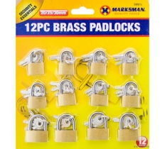 Brass Padlock Set 20, 25 and 30mm 12 Pack