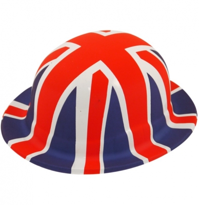 Adult Union Jack Plastic Bowler Hat
