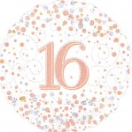 Oaktree 18" 16Th Birthday White & Rose Gold Foil Balloon