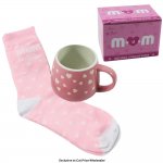 Pink Mug with Heart Design and Pink Socks with Gift Box
