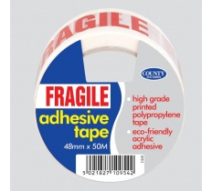 County Fragile Adhesive Tape 48mm X 50M 6 Pack