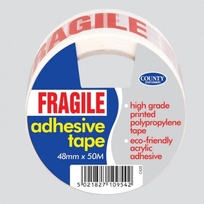 County Fragile Adhesive Tape 48mm X 50M 6 Pack