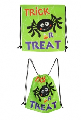 Green 'Trick or Treat' Halloween Bag with Drawstring (40cm )