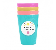 BRIGHT PLASTIC TUMBLERS 4PK