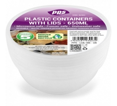 Food Containers & Lids Plastic 650ml 5pc