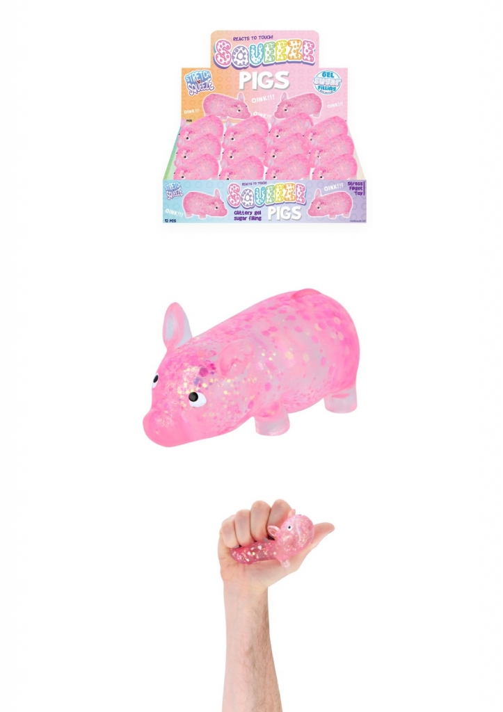 Sparkly Pig Squeeze Toy with Sugar Maltose (9.5cm) - Click Image to Close