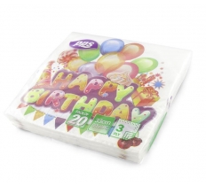 Happy Birthday 33cm X 33cm 3Ply Paper Napkins 20 Pack