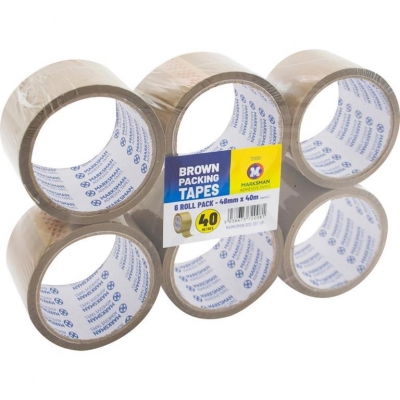 Brown Packing Tape 48mm x 40M 6 Pack
