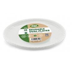 Plates Plastic Oval White 6pcs