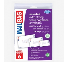 Polythene Mail Bags 6 Pack ( Assorted Sizes )