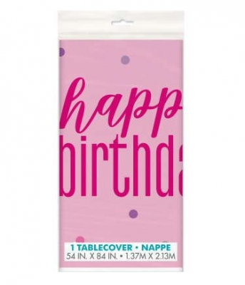 Birthday Glitz Pink Table Cover 54 X 84