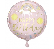 Dainty Unicorn "Happy Birthday" Round 18" Foil Balloon