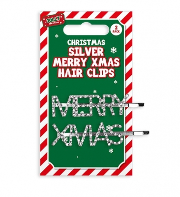 Jewelled Merry Christmas Hair Slides 2 Pack