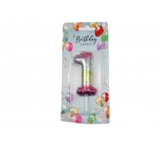 Rainbow Balloon Candle 6cm Number 1