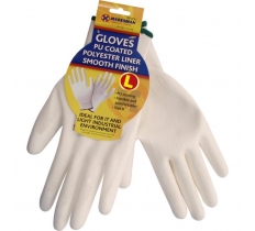 Pu Coated/ Polyester Liner Gloves - Size L