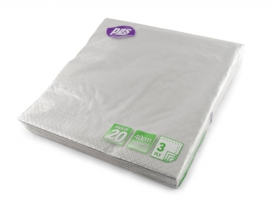 Silver Napkin 40cm 20pc 3ply