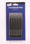 8 technoline Pens Black Ink Only