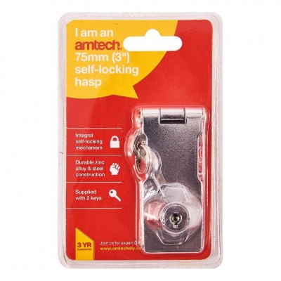Amtech 75mm ( 3" ) Self Locking Hasp