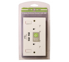 Double Wall Socket With 2X USB Charger