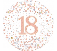 OAKTREE 18" 18TH BIRTHDAY WHITE & ROSE GOLD FOIL BALLOON