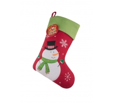 DELUXE PLUSH RED SNOWMAN CHRISTMAS STOCKING 40CM X 25CM