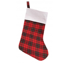 Christmas Plush Tartan Gold Thread Stocking 20cm x 45cm