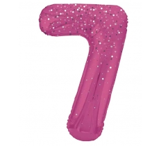 34" GLITZ 7 Pink Printed Prism Foil Balloon Numeral
