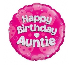 18" Happy Birthday Auntie Pink Holographic