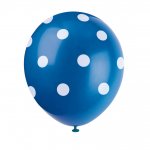12" Latex Balloons 6Ct - Royal Blue Dots