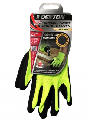 x6 Dekton Ultra Grip WORKING LATEX Protective Safety Gloves 9/L YEL/BLK DT70764 