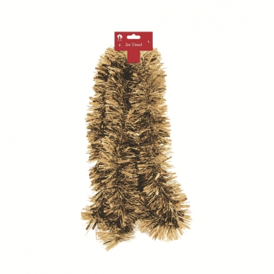 Christmas Tinsel Xmas 2m Fine Cut Gold
