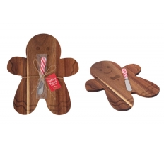 Christmas Wooden Gingerbread Man Chopping Board & Knife