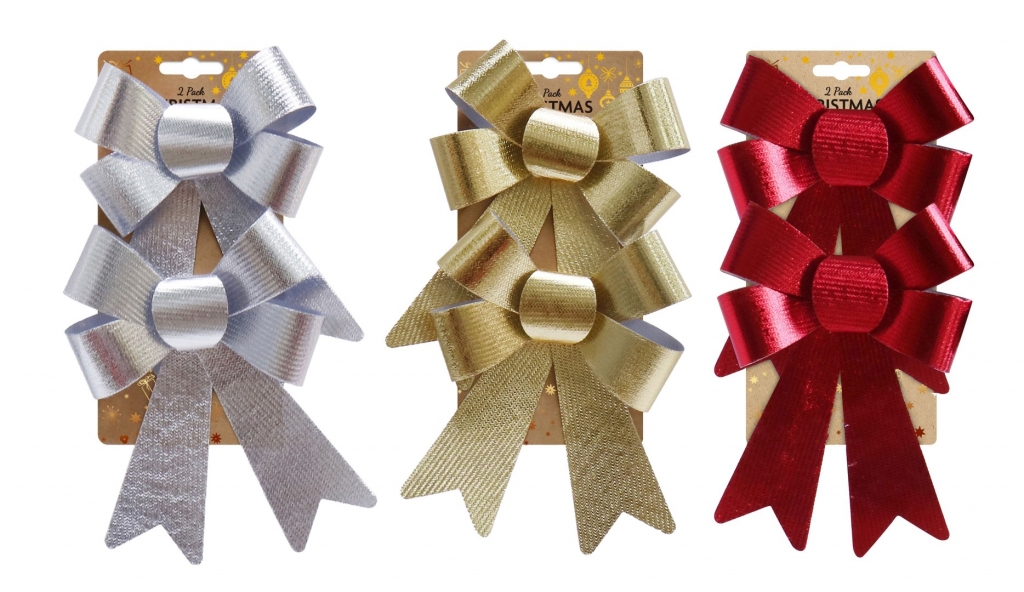 Metallic Bow Medium 2 Pack ( Assorted Colours ) - Click Image to Close