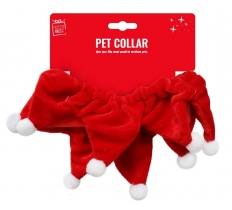 PET COLLAR VELVET WITH POM POMS