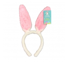 Bunny Ears Headband White with Pink Fur