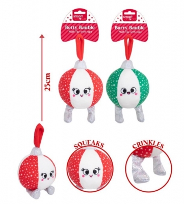 Christmas Squeaky Plush Bauble Dog Toy