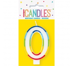 Rainbow Border Number 0 Birthday Candle