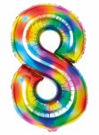 35" Large Number 8 Bright Rainbow Foil Balloon