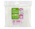 White Reusable Plastic Fork 14.5cm 100pc
