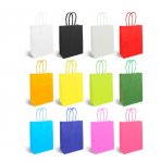 Multi Colour 12-Pack Paper Party Bags with Coloured Handles