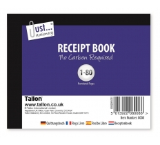 Tallon Receipt Book Half Size 80 Sets ( No Carbon Required )