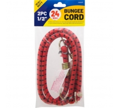 Bungee Cord 1/2" 24" Red 2 Piece