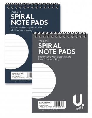 Spiral Note Pad 5X3" 5 Pack