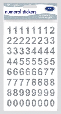 County Silver Numeral Stickers