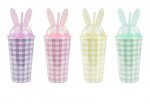 Easter Gingham Bunny Cup & Straw 450ml
